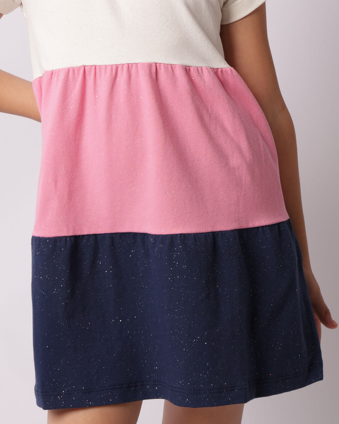 Vestido Infantil Três Marias Glitter Manga Curta Off White-1748346603533