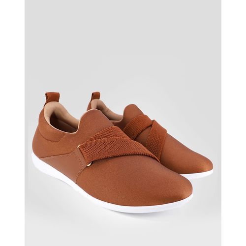 Tênis Casual Feminino Básico com Elástico Usaflex Marrom