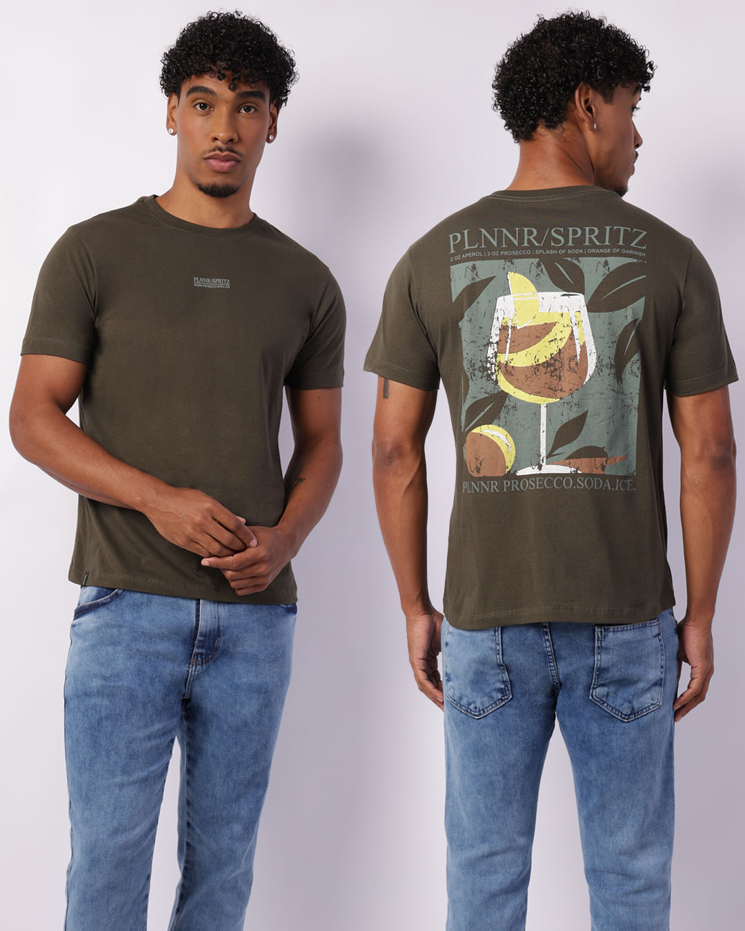 Camiseta Masculina Estampa Frente E Costas Verde