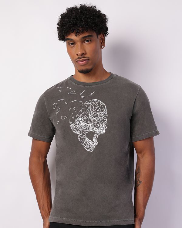 Camiseta Masculina Algodão com Estampa Estonada Cinza GG