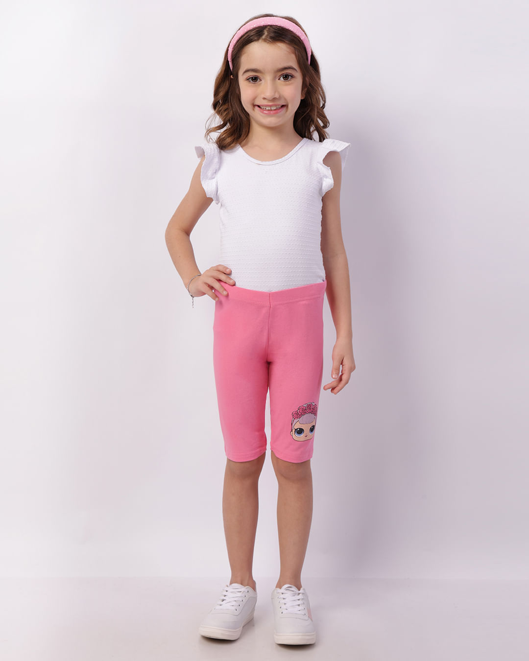 Bermuda Infantil Ciclista Estampa LOL Surprise Rosa-1748619588644