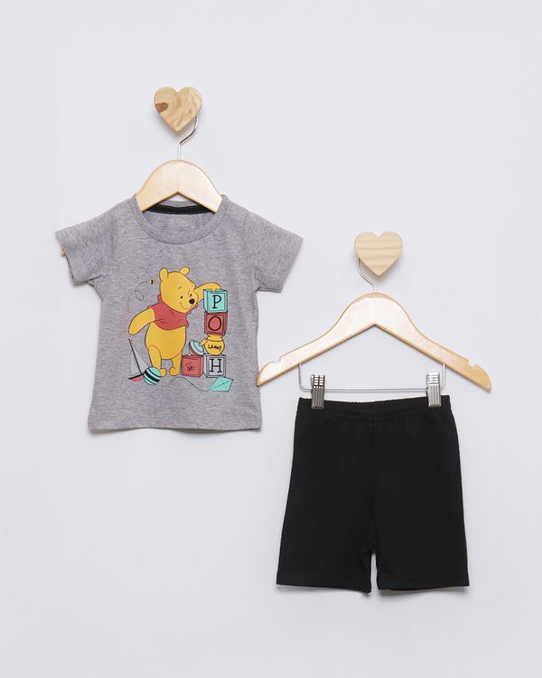 Conjunto Bebê Curto Disney Ursinho Pooh Cinza M