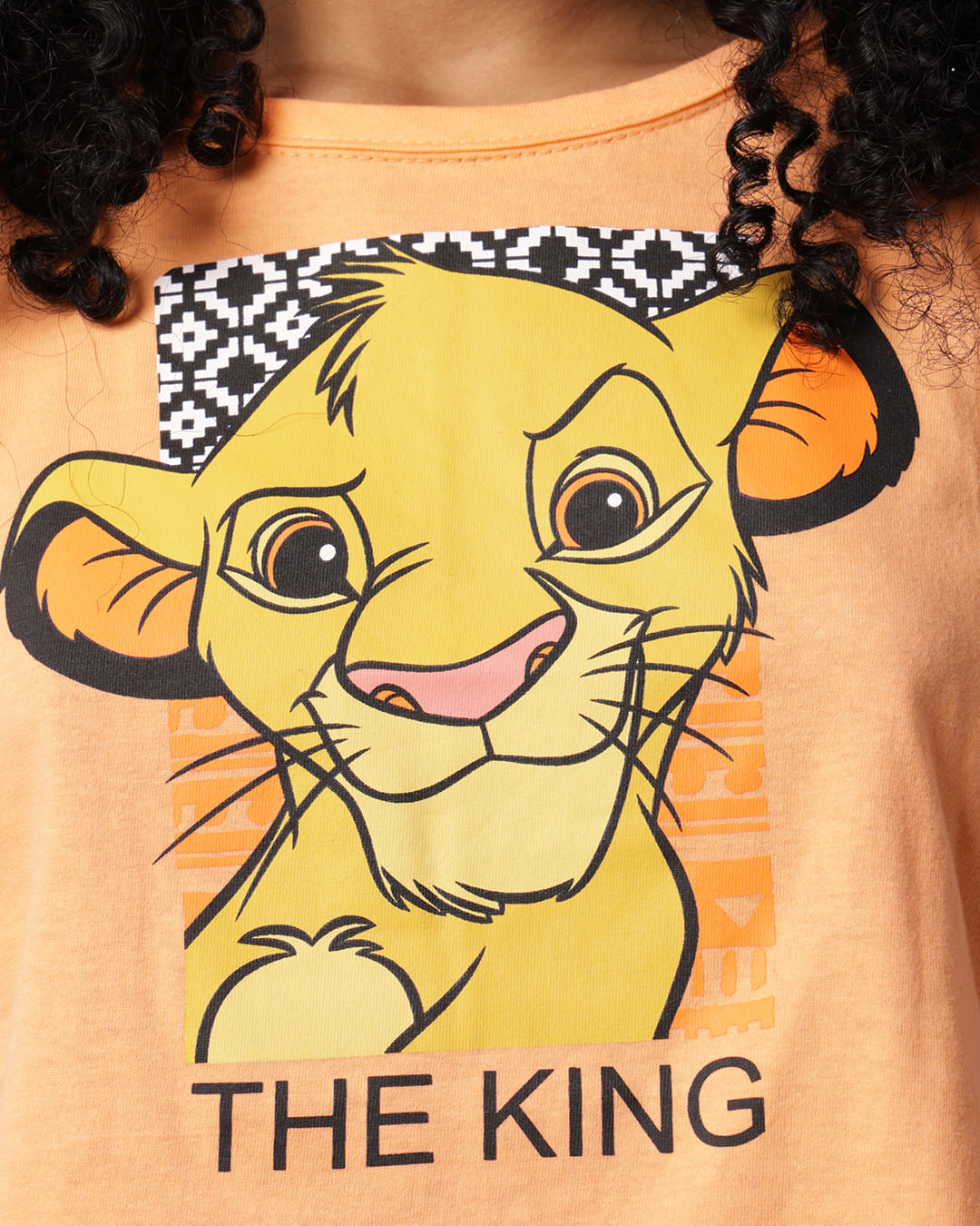 Camiseta Juvenil Simba O Rei Leão Cropped Laranja-1748633483079