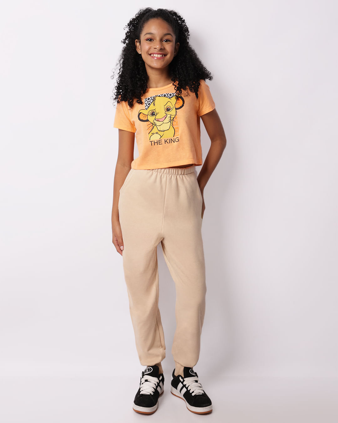 Camiseta Juvenil Simba O Rei Leão Cropped Laranja-1748633473303