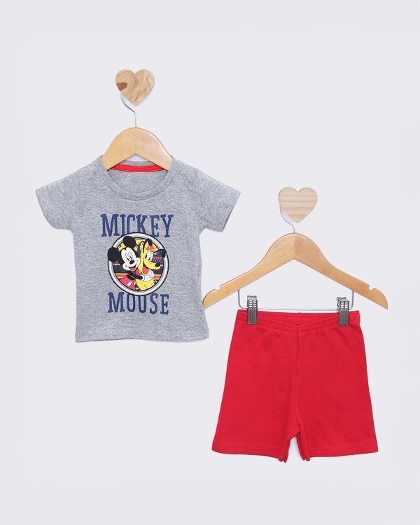 Conjunto Bebê Manga Curta Disney Mickey Cinza P