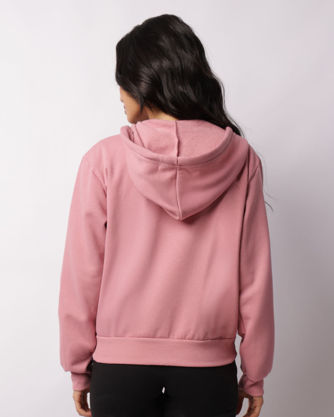 Jaqueta Moletom Feminina Com Capuz E Bolsos Rosa-1749067851151