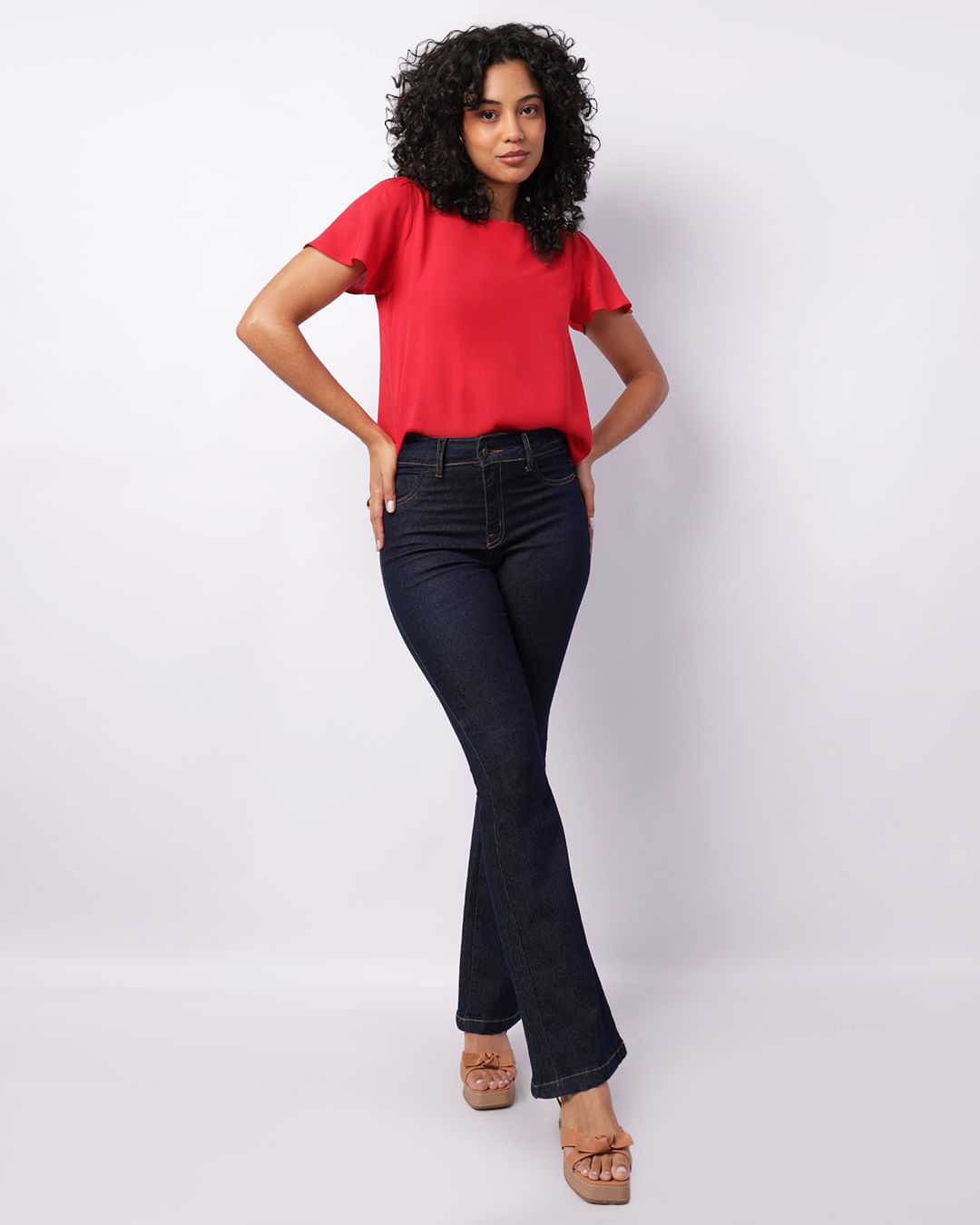 Blusa Feminina Manga Curta Viscose Vermelha-1749069552213