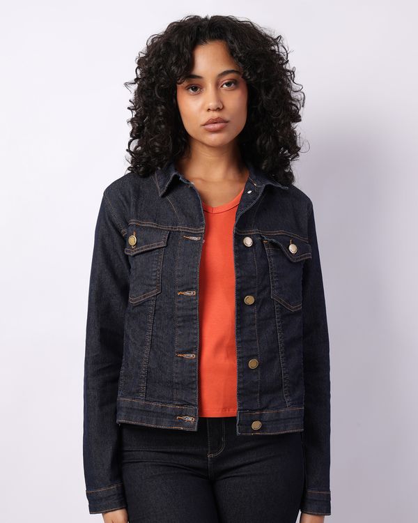 Jaqueta Jeans Feminina Manga Longa Azul P