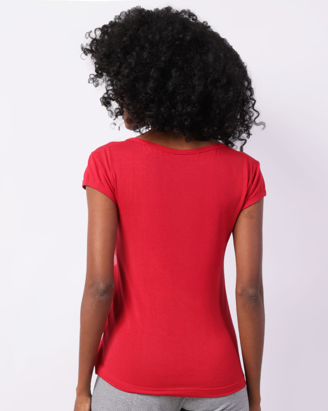 Blusa Feminina Manga Curta Decote V Básica Vermelha-1749138625025