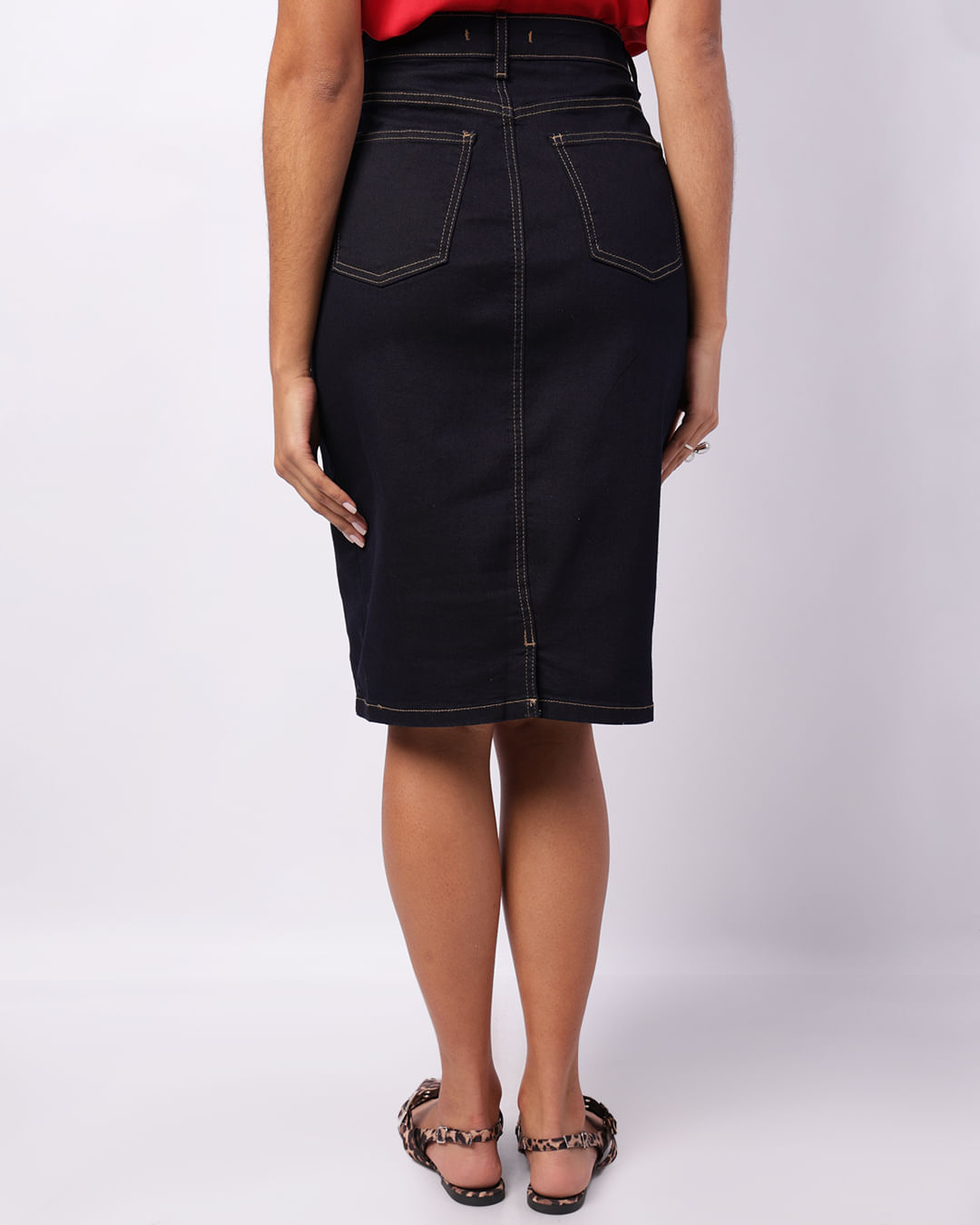 Saia Jeans Feminina Midi Azul-1749140727113