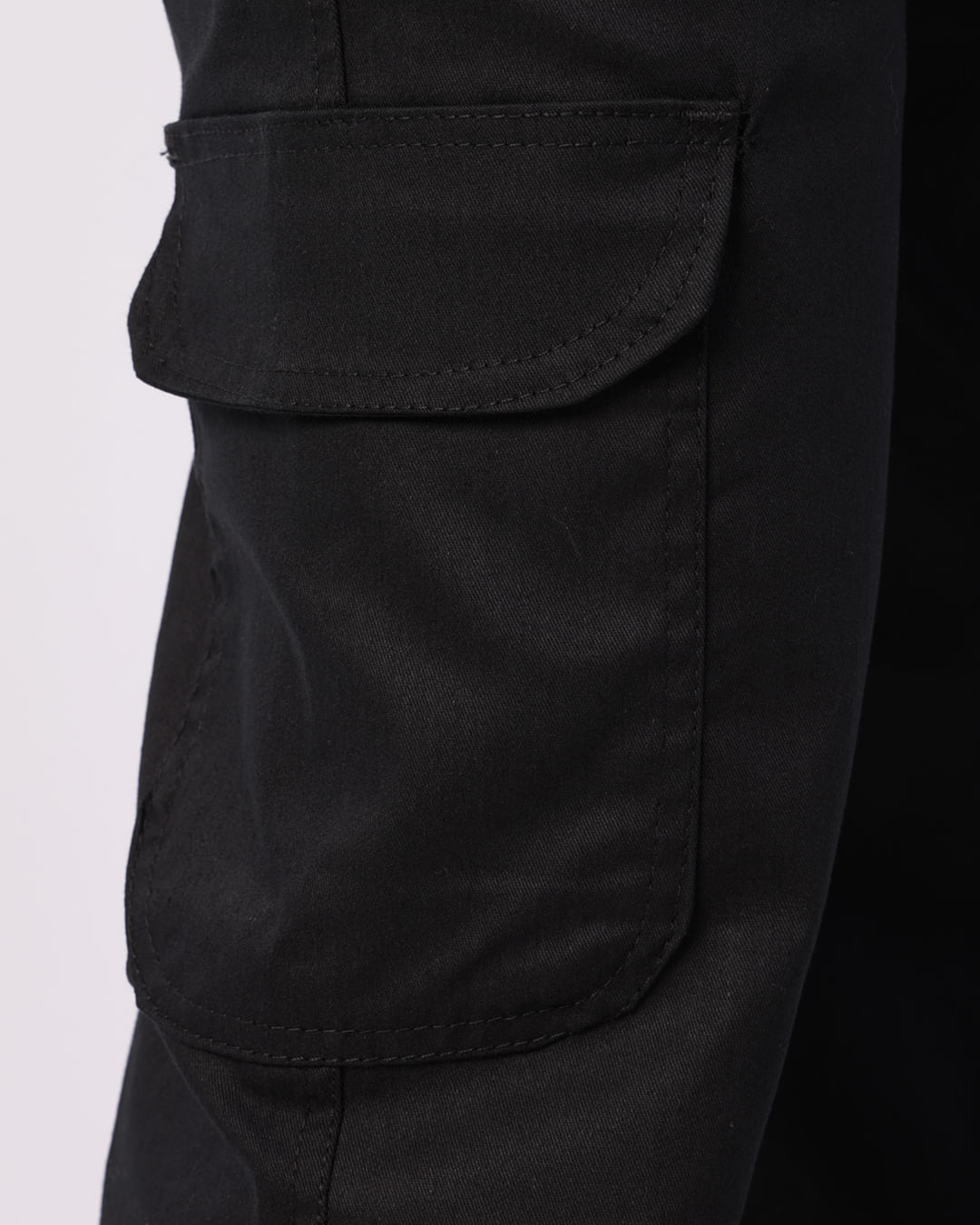 Calça Juvenil Sarja Wide Leg Bolso Cargo Com Stopper Preta-1749151943900