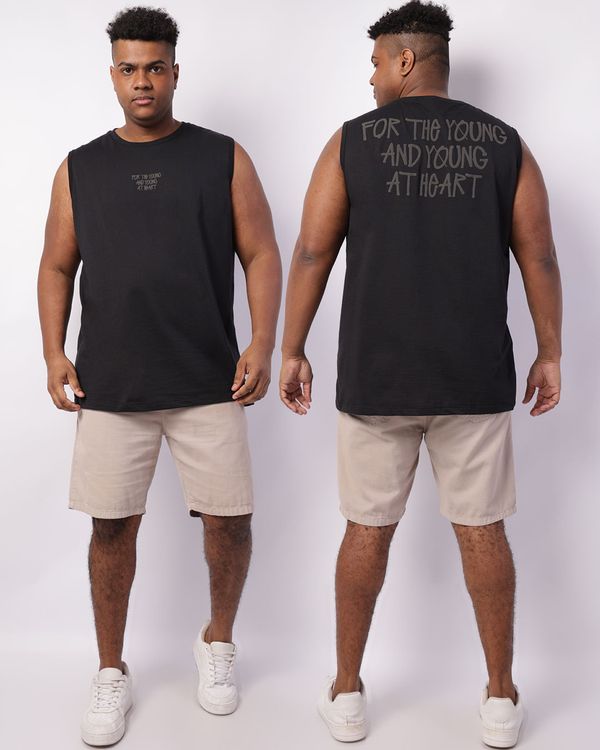 Regata Plus Size Masculina Texturizada Estampa Preta G2