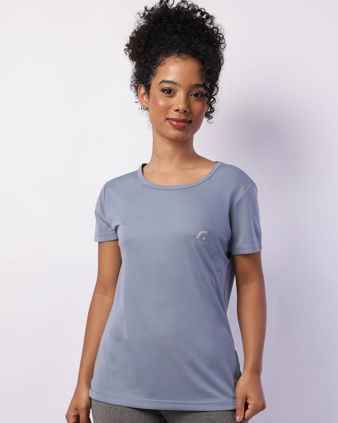 Camiseta Fitness Feminina Fitter Manga Curta Azul