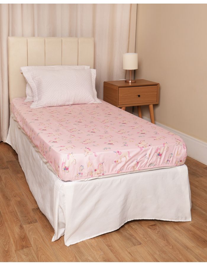 Lencol-C-Elast-Unicornio-Flowers---Rosa