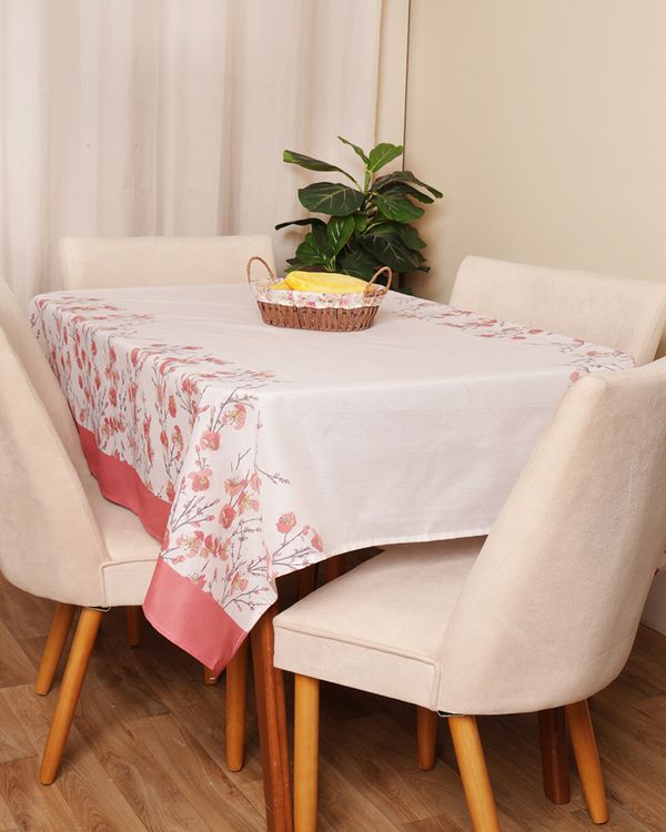 Toalha De Mesa Retangular 140cm x 210cm Teka Estampada Branca UN