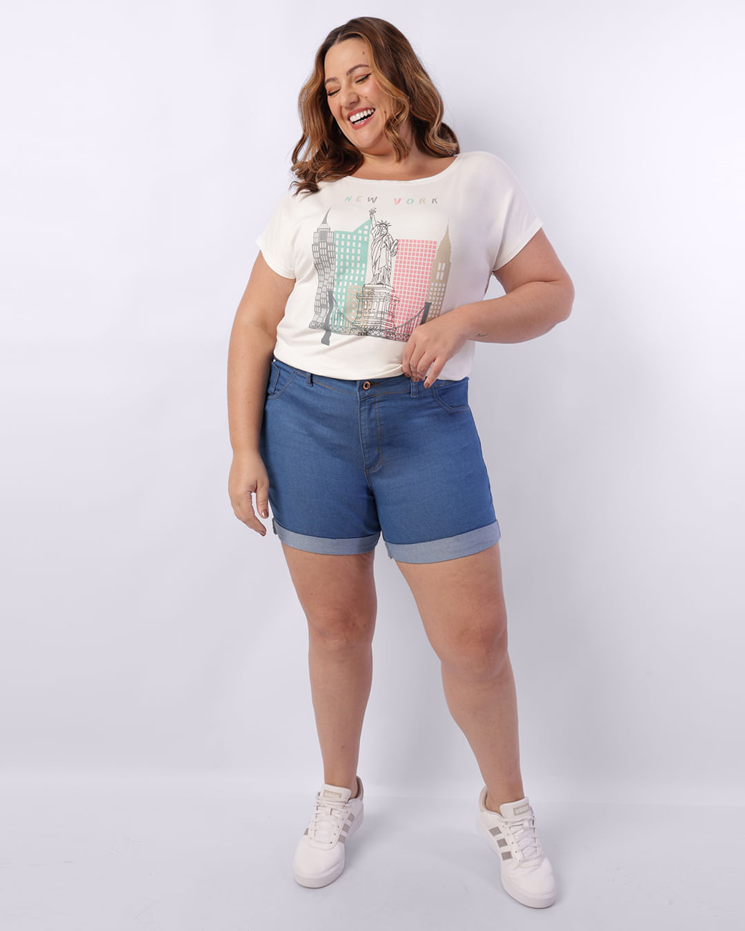 Short Jeans Plus Size Feminino Curto Azul