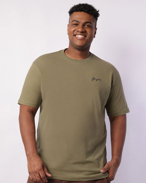 Camiseta Plus Size Masculina Gangster Manga Curta Verde G1
