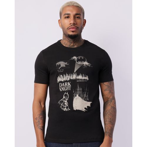Camiseta Masculina DC Comics Batman Manga Curta Preta