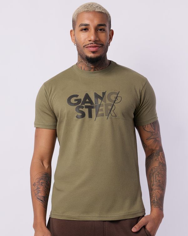 Camiseta Masculina Gangster Manga Curta Verde M
