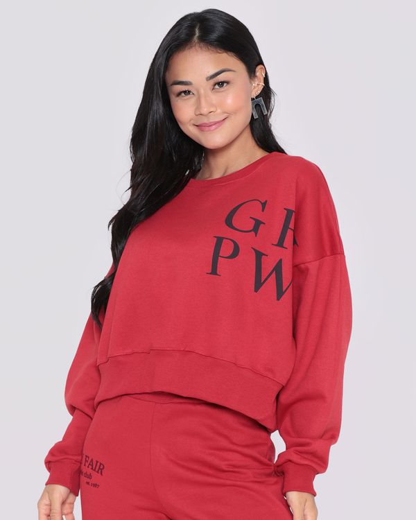 Blusão Feminino Cropped Moletom Girl Power Vermelha GG