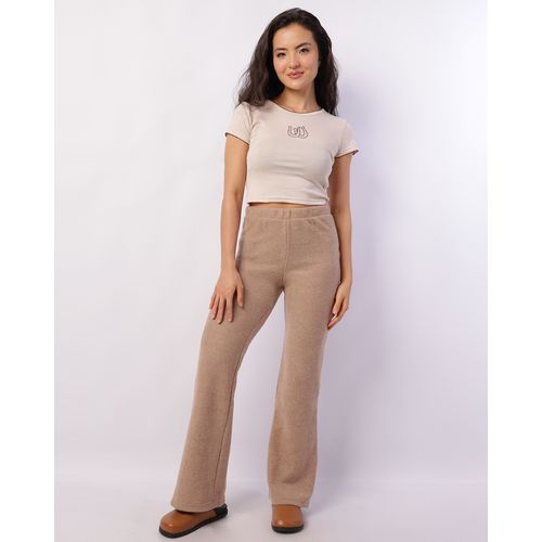 Calça Feminina Berry & Co. Flare Canelada Bege