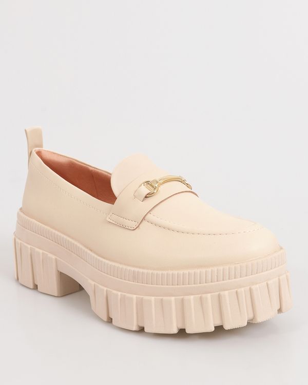 Sapato Mocassim Loafer Feminino Ramarim Tratorado Bege 38