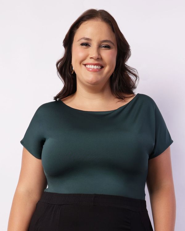 Blusa Plus Size Feminina com Recorte Vazado Verde G1