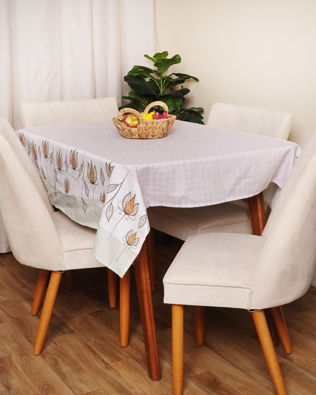 Toalha-De-Mesa-140x140-Quadrada---Linha---Cinza-Floral