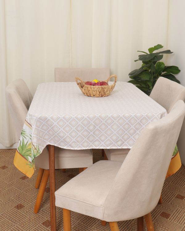 Toalha De Mesa Teka Quadrada Estampa Floral Amarela UN