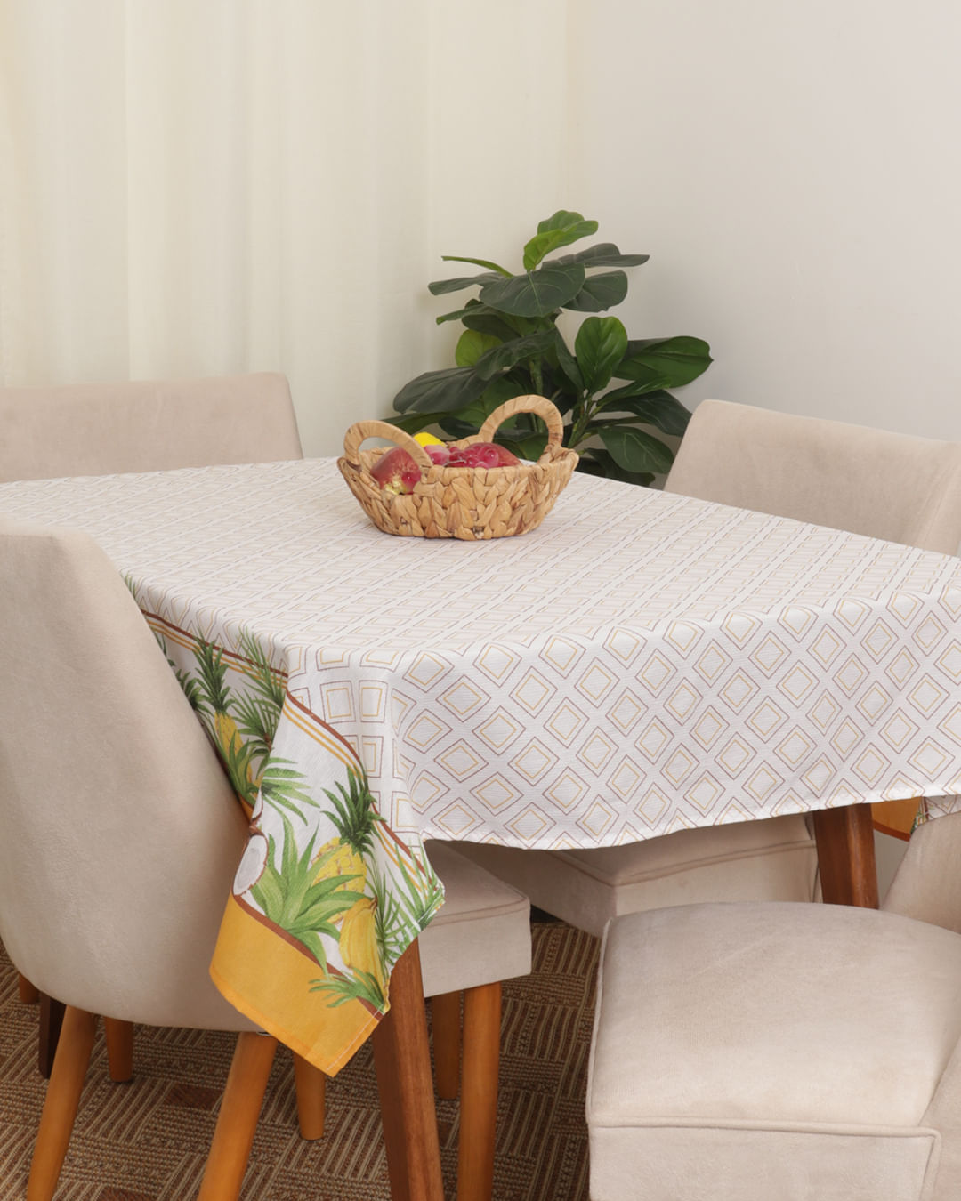 Toalha-De-Mesa-140x140-Quadrada---Linha---Amarelo-Xadrez