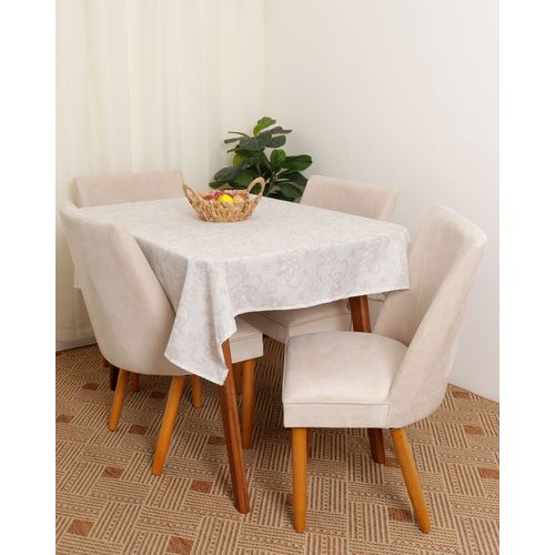 Toalha de Mesa Teka Quadrada Estampa Floral Bege