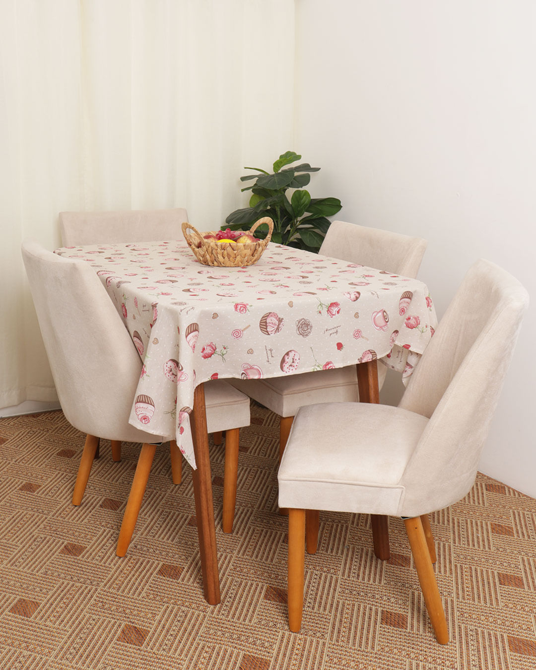 Toalha-De-Mesa-140x140-Quadrada---Linha---Bege-Claro