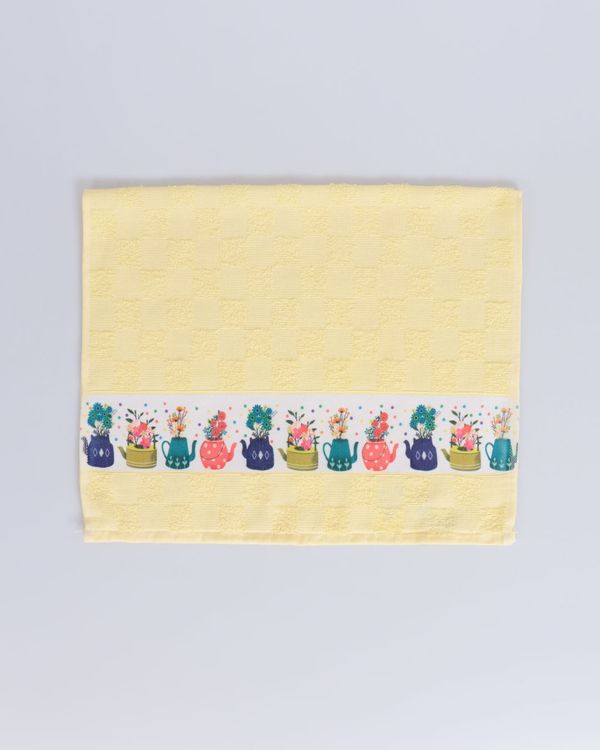 Pano de Copa Bule Floral 45cmx70cm Valletex Amarelo UN