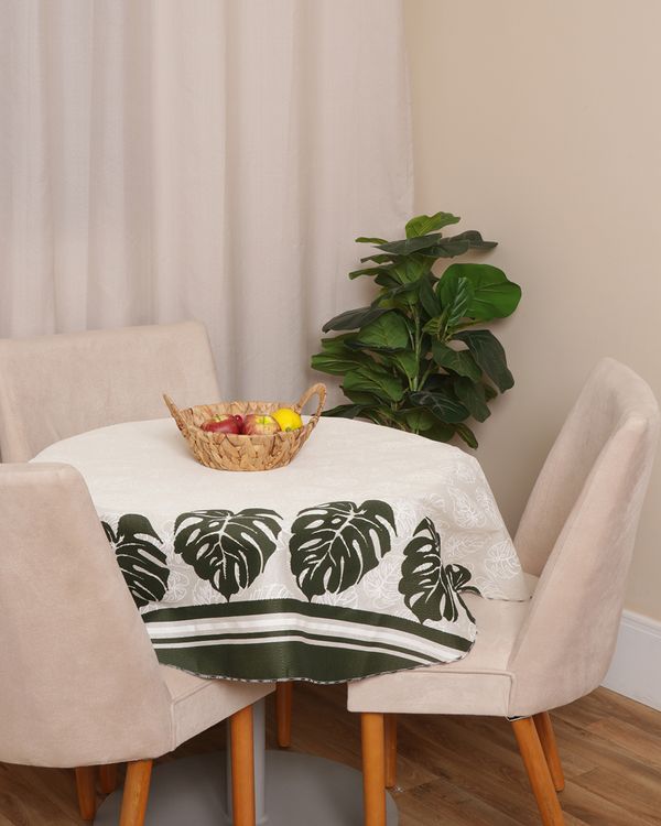 Toalha De Mesa Redonda Raner Estampada Off White UN