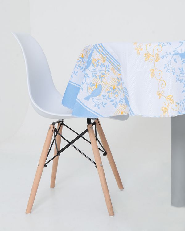 Toalha de Mesa Redonda Floral Raner Azul Claro UN