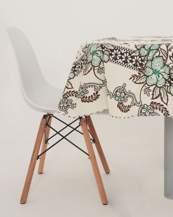 Toalha De Mesa Redonda Floral Raner Verde UN