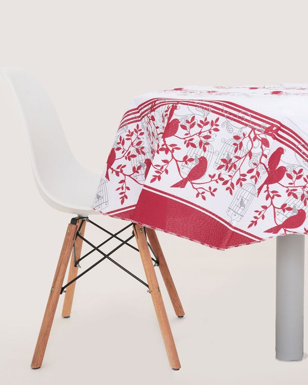 Toalha De Mesa Redonda Floral Raner Vermelha UN