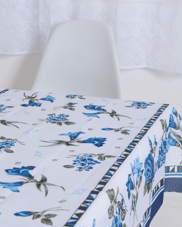 Toalha de Mesa Retangular 135cmx195cm Floral Branca UN