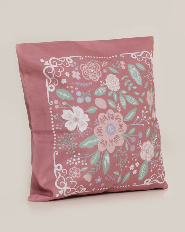 Capa de Almofada Döhler Athenas Floral 40cm x 40cm Rosa UN