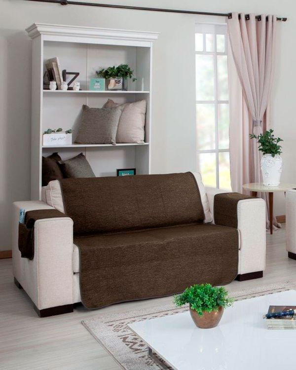 Kit Protetor Sofá 2 e 3 Lugares Chenille Branyl Marrom UN
