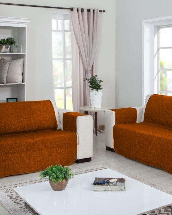 Kit Protetor Sofá 2 e 3 Lugares Chenille Branyl Laranja UN