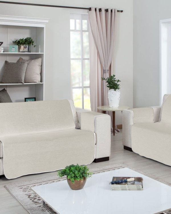 Kit Protetor Sofá 2 e 3 Lugares Chenille Branyl Bege Claro UN