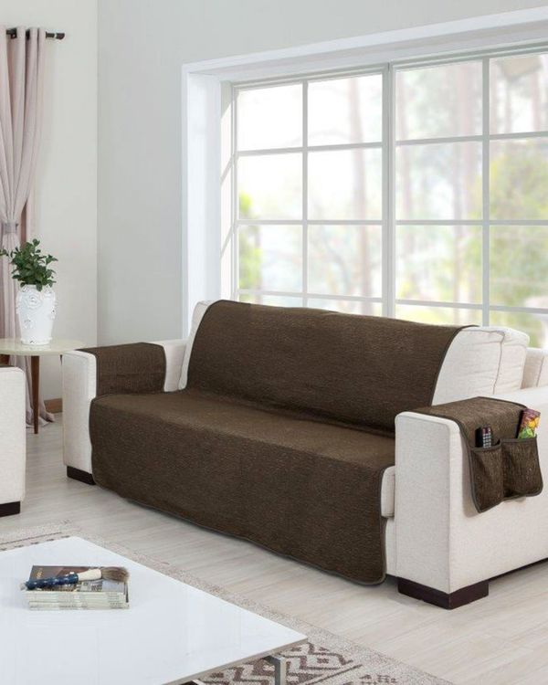 Kit Protetor Sofá 2 e 3 Lugares Chenille Detalhe Preto UN