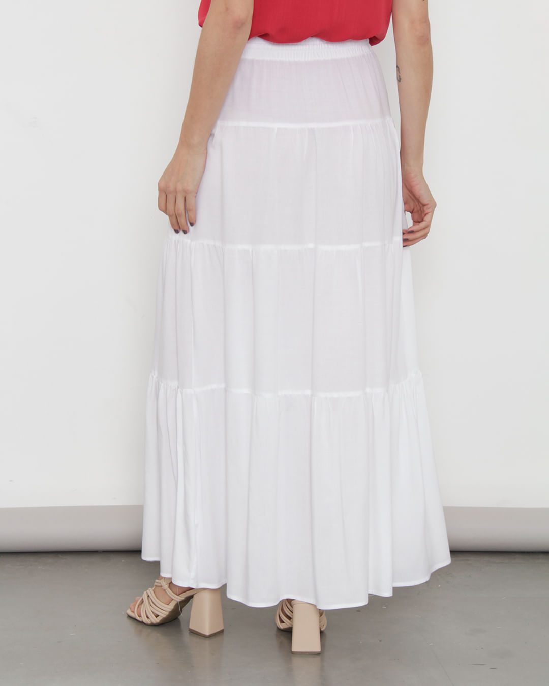 Saia Feminina Longa Berry Três Marias Viscose Branca - Main Image