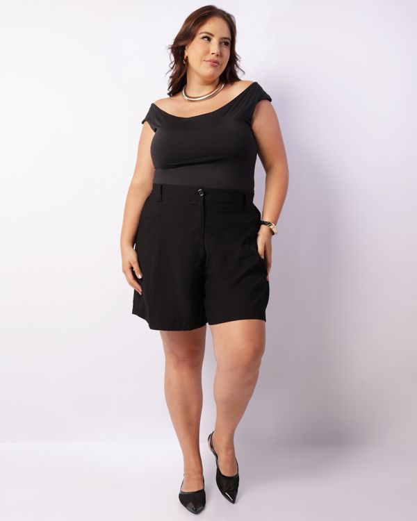 Body Plus Size Feminino Com Botões Preto G2