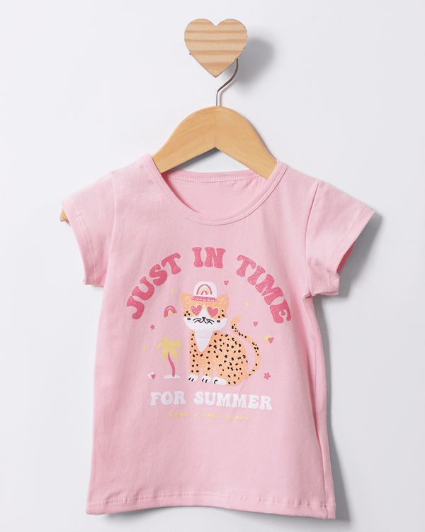 Blusa Bebê Estampa Frontal Manga Curta Rosa 1