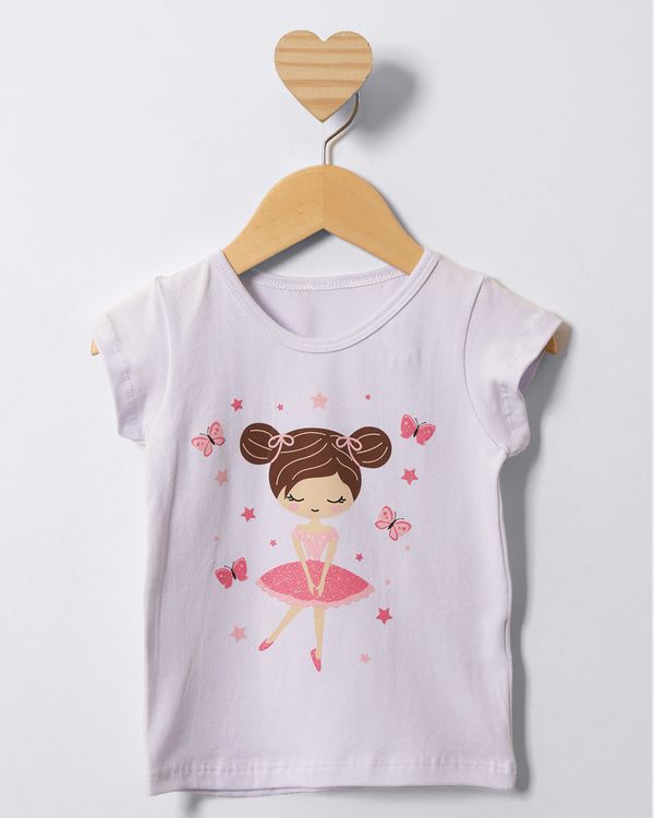Blusa Bebê Estampada Manga Curta Branca 3