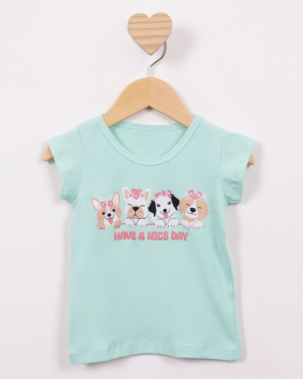 Blusa Bebê Estampa Cachorrinho Manga Curta Verde 3
