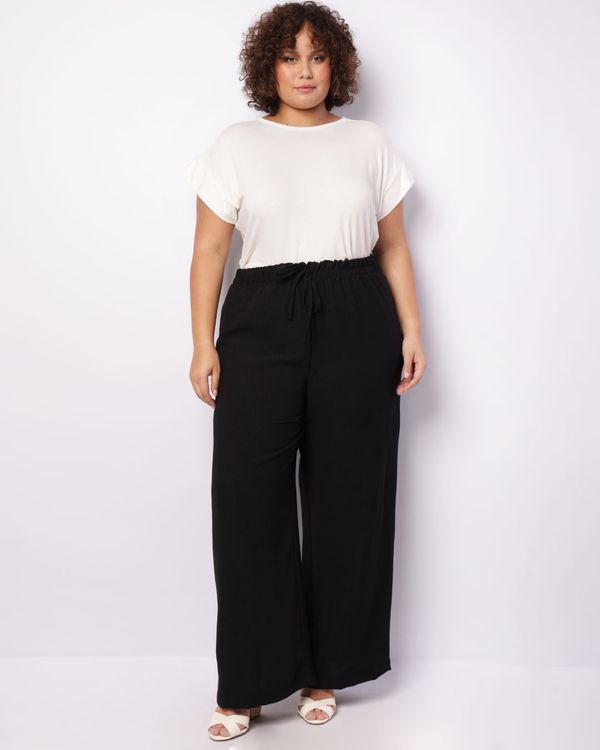 Calça Plus Size Feminina Pantalona Cordão Preta G1