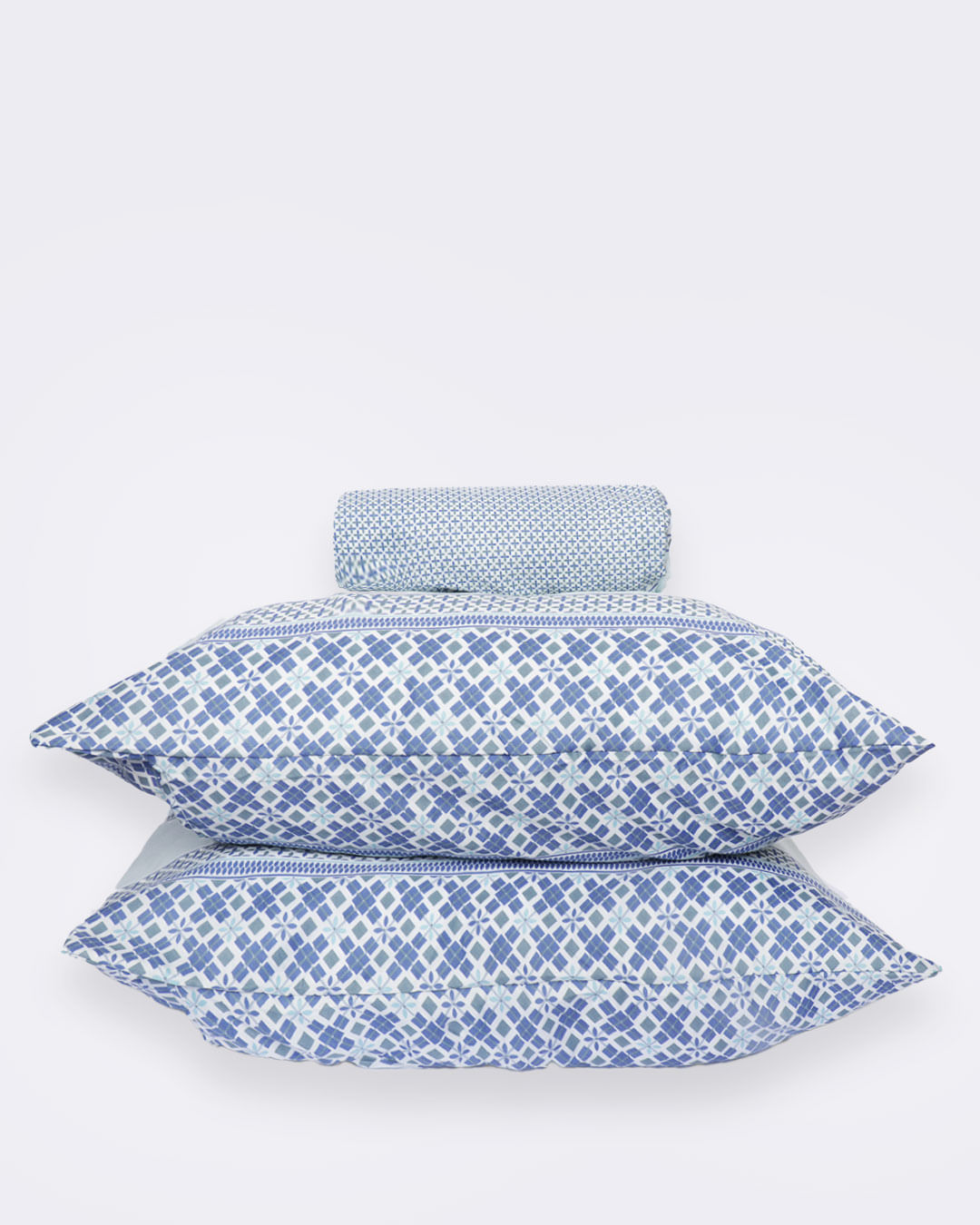 Jg-De-Cama-Queen-3-Pcs-Etnico---Azul-Geometrico
